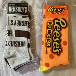 3 Pairs Of Chocolate Trio Socks: 2 Hershey’s & 1 Reese’s Pieces 6-12
